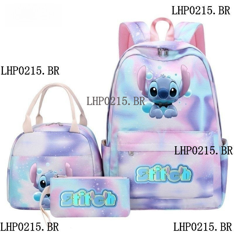 Ponto Dos Desenhos Animados Mochila Infantil Adolescente Estudante Pen Bag Lunch Bag Três Peças Leisure Travel Set Bolsa
