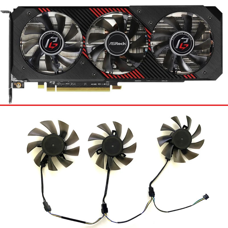 Ventilador De Resfriamento DIY 3PCS 75MM Para ASRock Radeon RX 5700 XT Taichi X 8G OC + T129215BU T128015BU FD7010H12S D