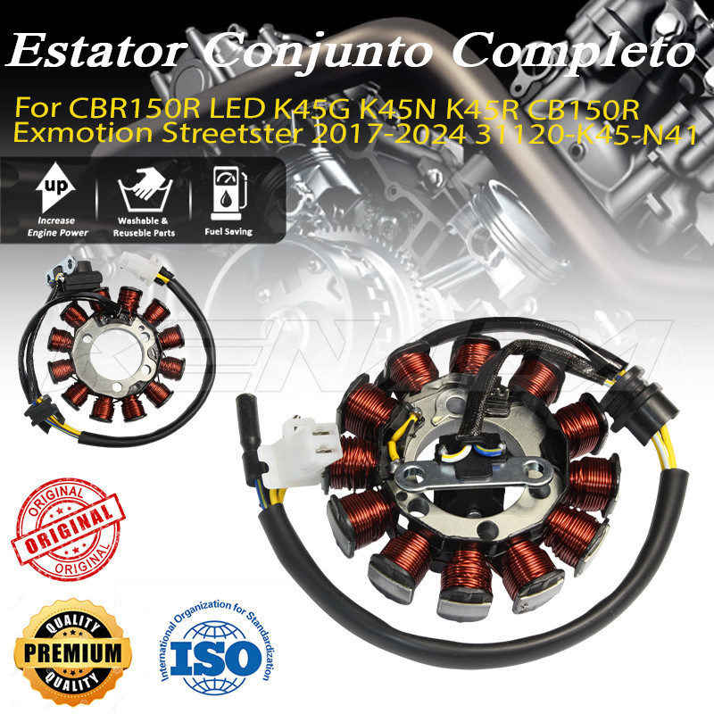 Estator Bobina Magneto Para CBR150R LED K45G/N/R CB150R Exmotion 2017-2024 Código 31120-K45-N41
