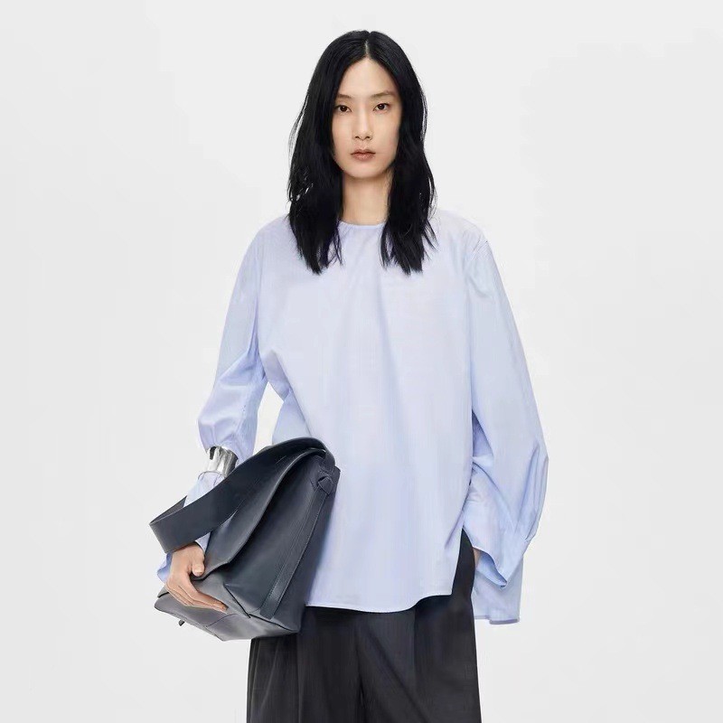 IZJG 2026Spring new women's clothing: round-neck pullover long-sleeve loose comfortable cotton top, women's casual shirt