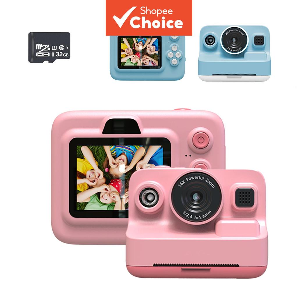 Câmera Digital De Impressão Térmica 1080P HD Instantânea Preto Branco Foto Selfie Lente 16X Zoom MP3 Brinquedo Presente