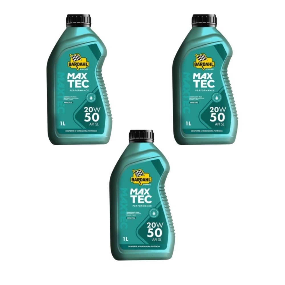 Kit 3 óleos Motor 20w50 Bardahl Maxtec Performance Mineral 1l