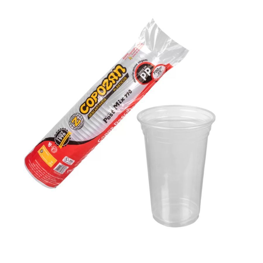 Copo Descartável pp 700 ml c/ 25 un Post-mix Copozan