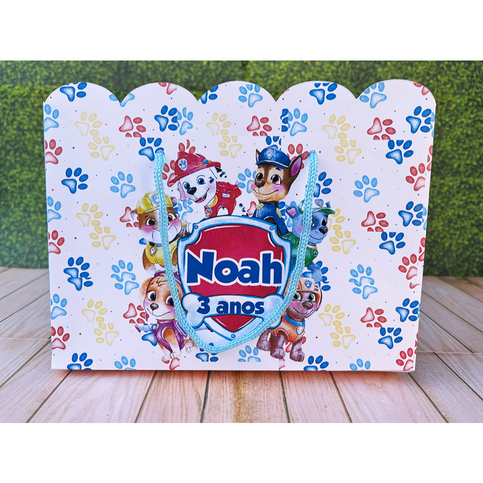 10 Sacolinhas Patrulha Canina Aquarela Personalizadas Com Nome e Idade Para Festas