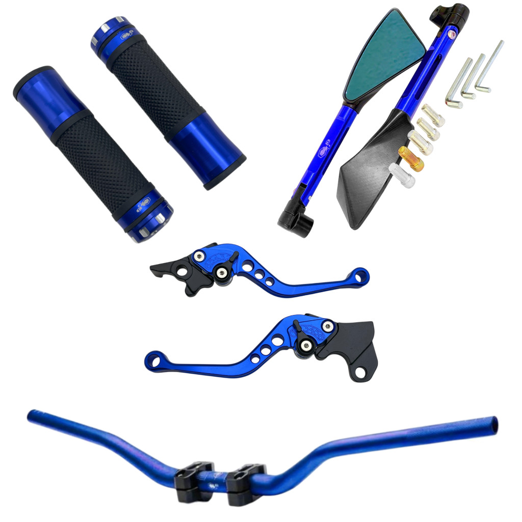 KIT DE GUIDÃO COM MANETE + RETROVISOR TOMOK MANOPLA UNIVERSAL P/ MOTOS HONDA CBX200/ CBX250/ CB300