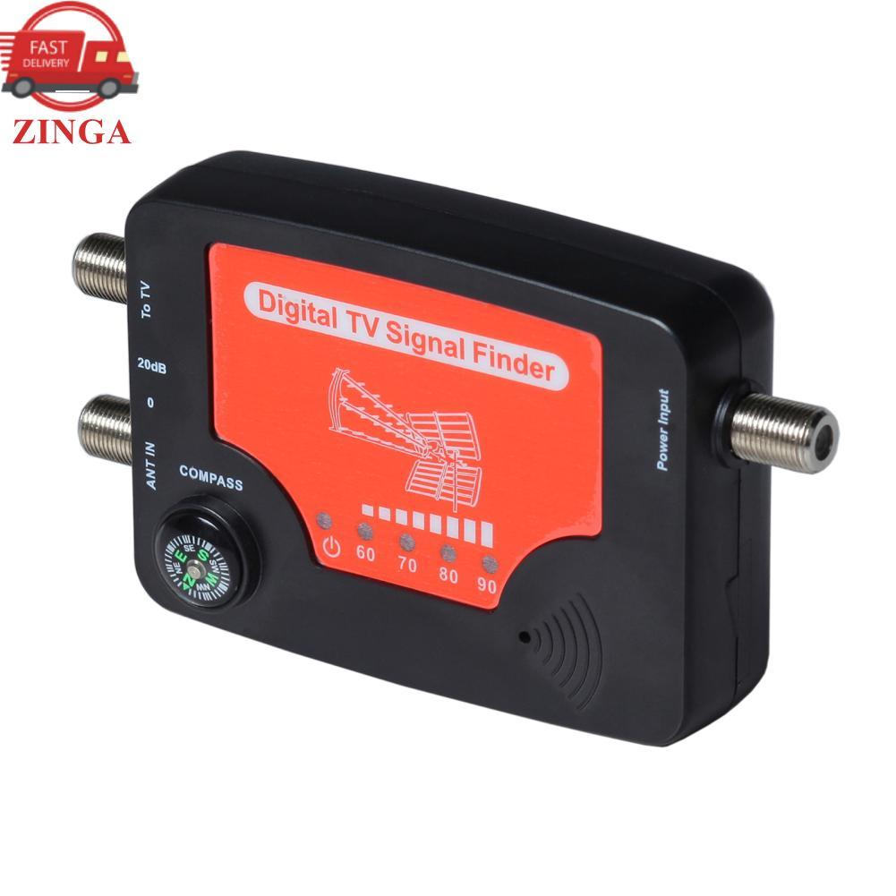 Zinga Zinga Localizador de sinal de TV LED Display Medidor de força de antena portátil com campainha de alarme de