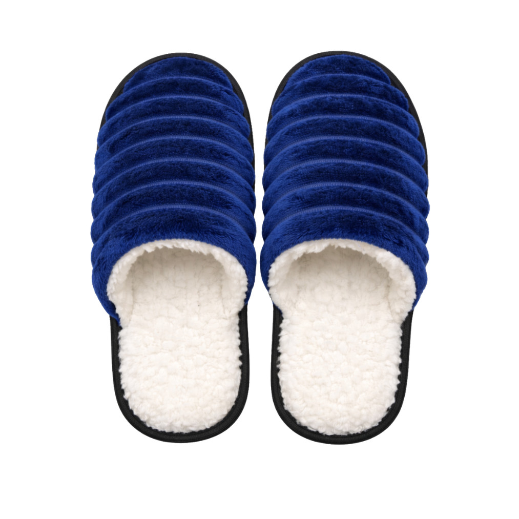 Pantufa LUXO AZUL 45 Masculina Quentinha Peluciada Antiderrapante Confortável Macia Grande 45/46