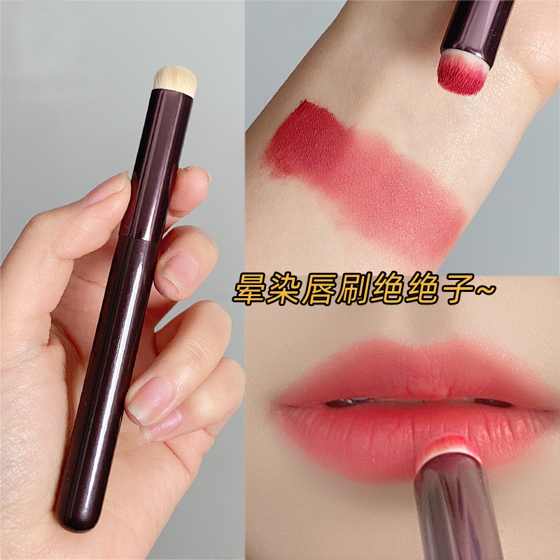 Recomendado por blogueiros pincel labial cabeça redonda batom labial esmalte labial lama mancha corretivo escova esconde