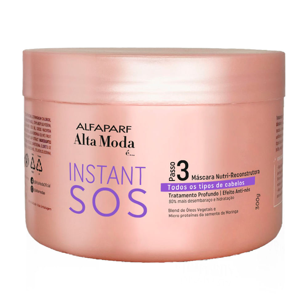 Máscara Nutri Reconstrutora Alfaparf Alta Moda Instant SOS Passo 3 Todos os Tipos de Cabelo 300g
