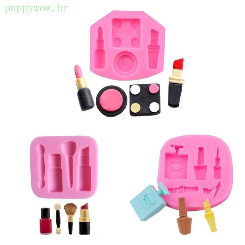 PUP 3D Batom E Ferramentas Maquiagem Moldes Silicone Molde Bolo Açúcar Argila Chocolate Faz