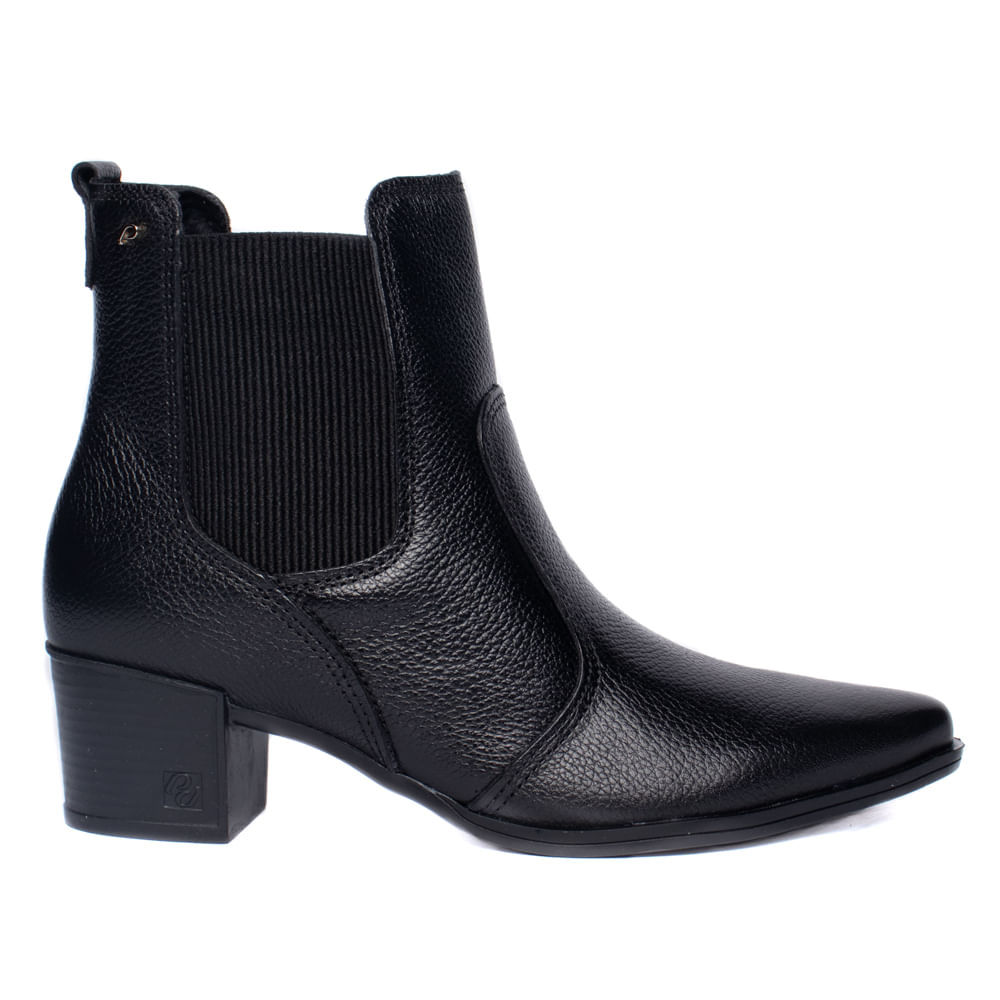 Bota Feminina Pegada Cano curto Couro Preto