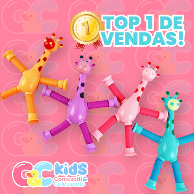 Girafas Flexíveis com Ventosa Pop Tube Brinquedo Infantil Estica e Puxa