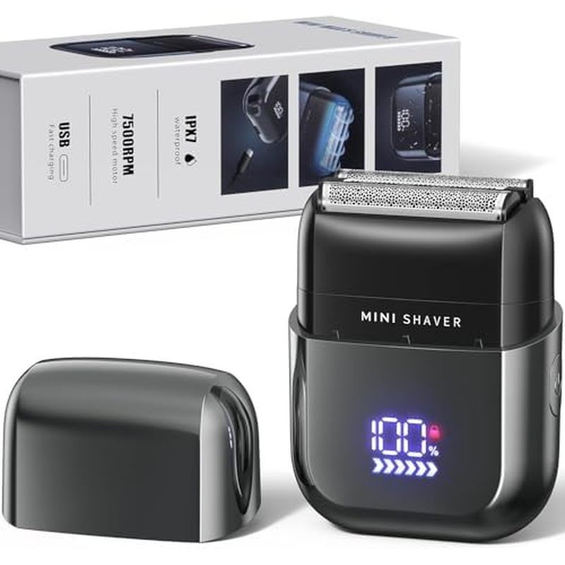 Telfun Mini Barbeadores Elétricos De Folha Para Homens , Aparador De Pêlos Faciais De Viagem Masculino Portátil , Barbea