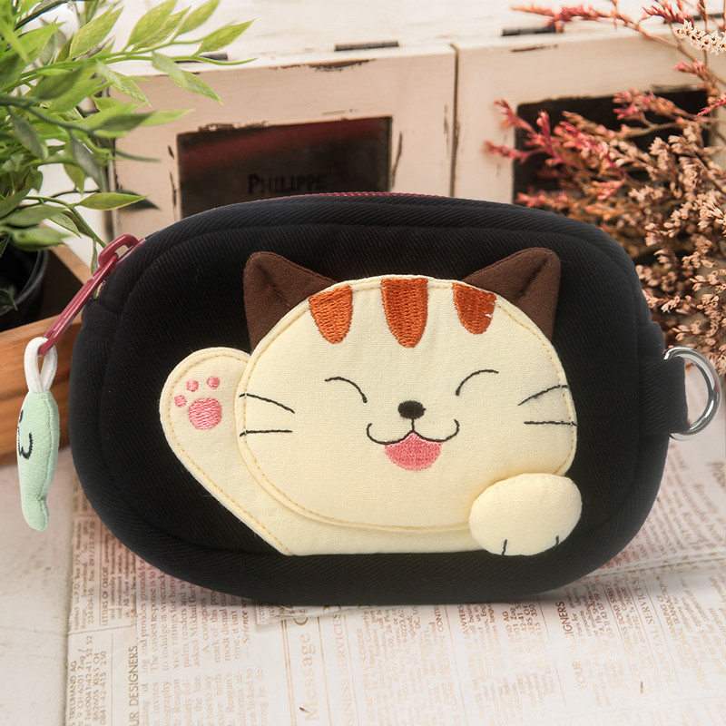 Importado kine gato bonito gato impertinente estudante chave caso moeda bolsa dois-em-um fone de ouvido armazenamento Mi