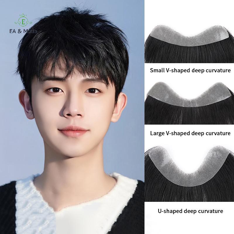 EA & Moda Peruca Frontal Masculina V Loop 100 % Cabelo Humano Testa Linha Fina Remendo Pele Plutônio Prótese Capilar Gua