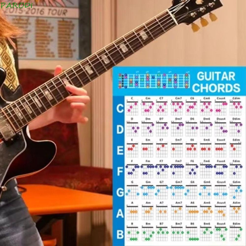 Pôster De Acordes De Guitarra Paroi , Gráfico Prática De Papel Revestido Não Gritante , Guia De Referência Removível