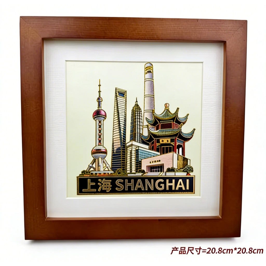Réplica de artesanato esmaltado não restante, marco de Xangai, madeira maciça após a instalação, ambos os ornamentos de 