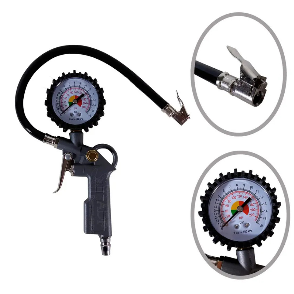 Pistola Calibradora De Pneu Carro Moto Bicicleta Bestfer 220 PSI