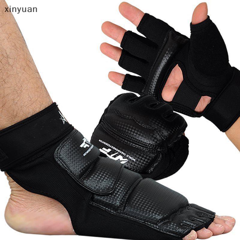 xiny 1 Par Luvas De Karatê Taekwondo Marcial Couro Pé Equipamento Protetor De Meio Dedo Boxe Mão Proteção Guardas n
