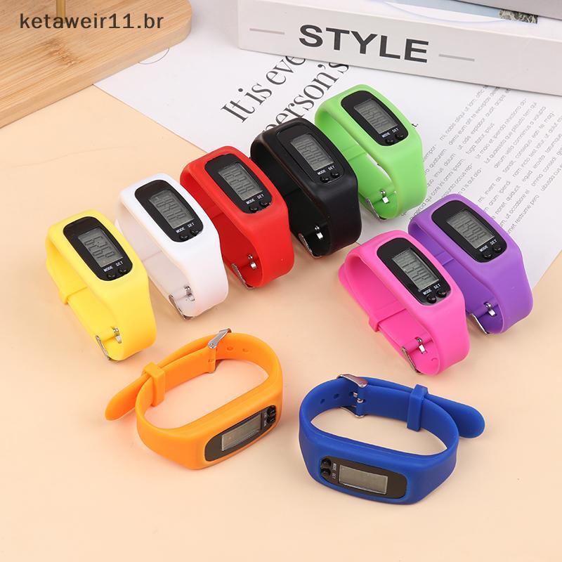 KETAW LED Pedômetro Pulseira Contador De Passos Relógio 12/24H Exibição De Tempo Silicone Step Traer Fitness Watch