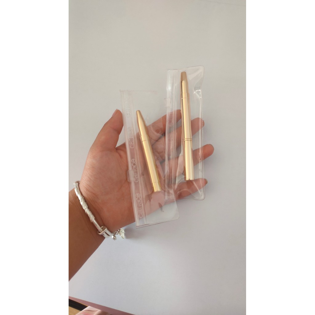 Pincel de batom dourado de duas cabeças, pincel retrátil de Metal para delineador labial, pincel corretivo portátil com 