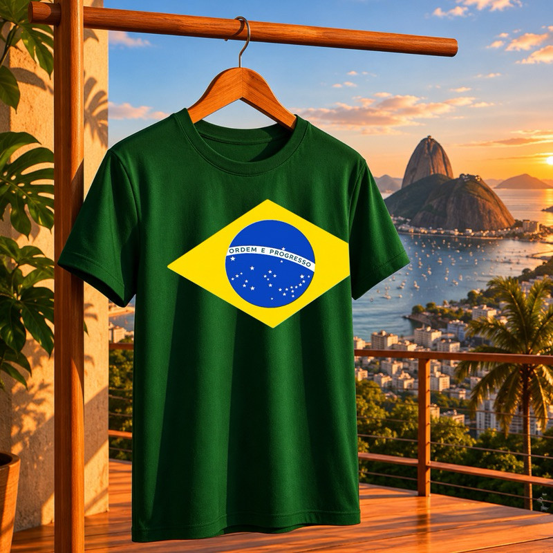 Camisa Camiseta UNISSEX Copa Do Mundo Bandeira Do Brasil Algodão Alta Qualidade Leve E Macia