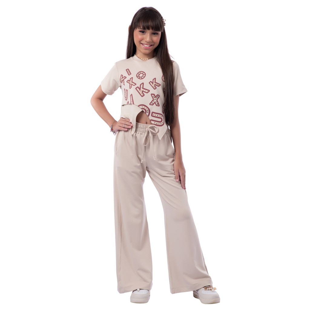 Conjunto Kukixo Letters Style - Bege