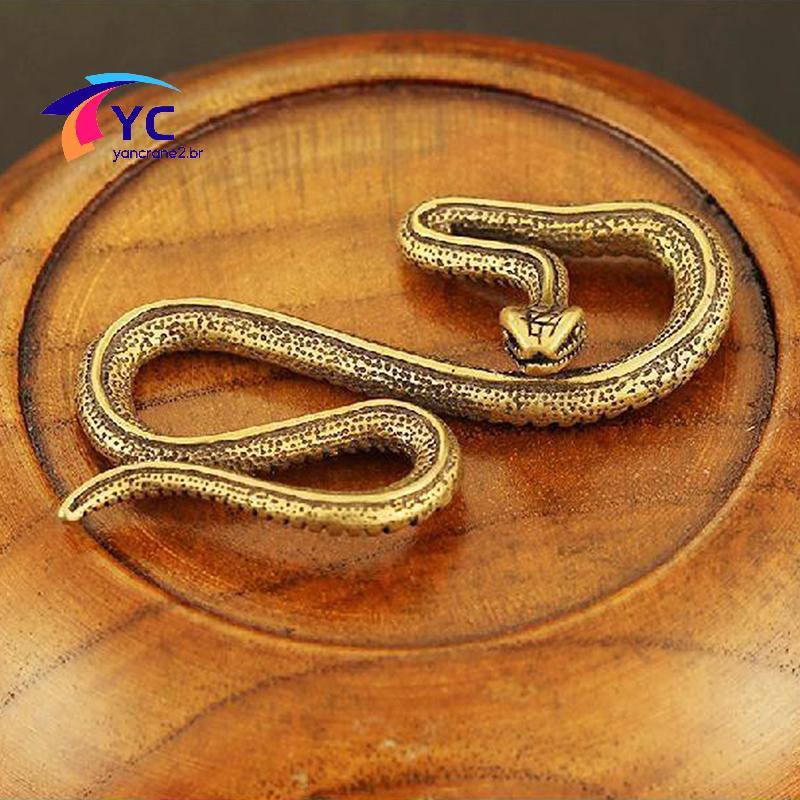 YCBR Cobre Latão Mini Cobra Antigo Bronze Decoração Estatuetas Para Interior Ornamento De Mesa Puro Miniaturas Estátua .