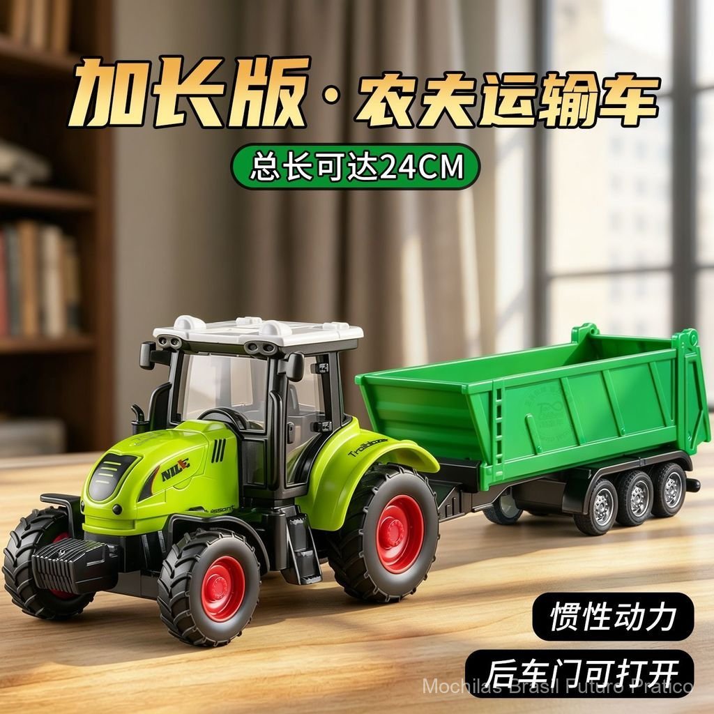 Trator de Fazendeiro, Veículo de Brinquedo Agrícola de Simulação para Crianças, Veículo de Construção, Reboque, Colheita