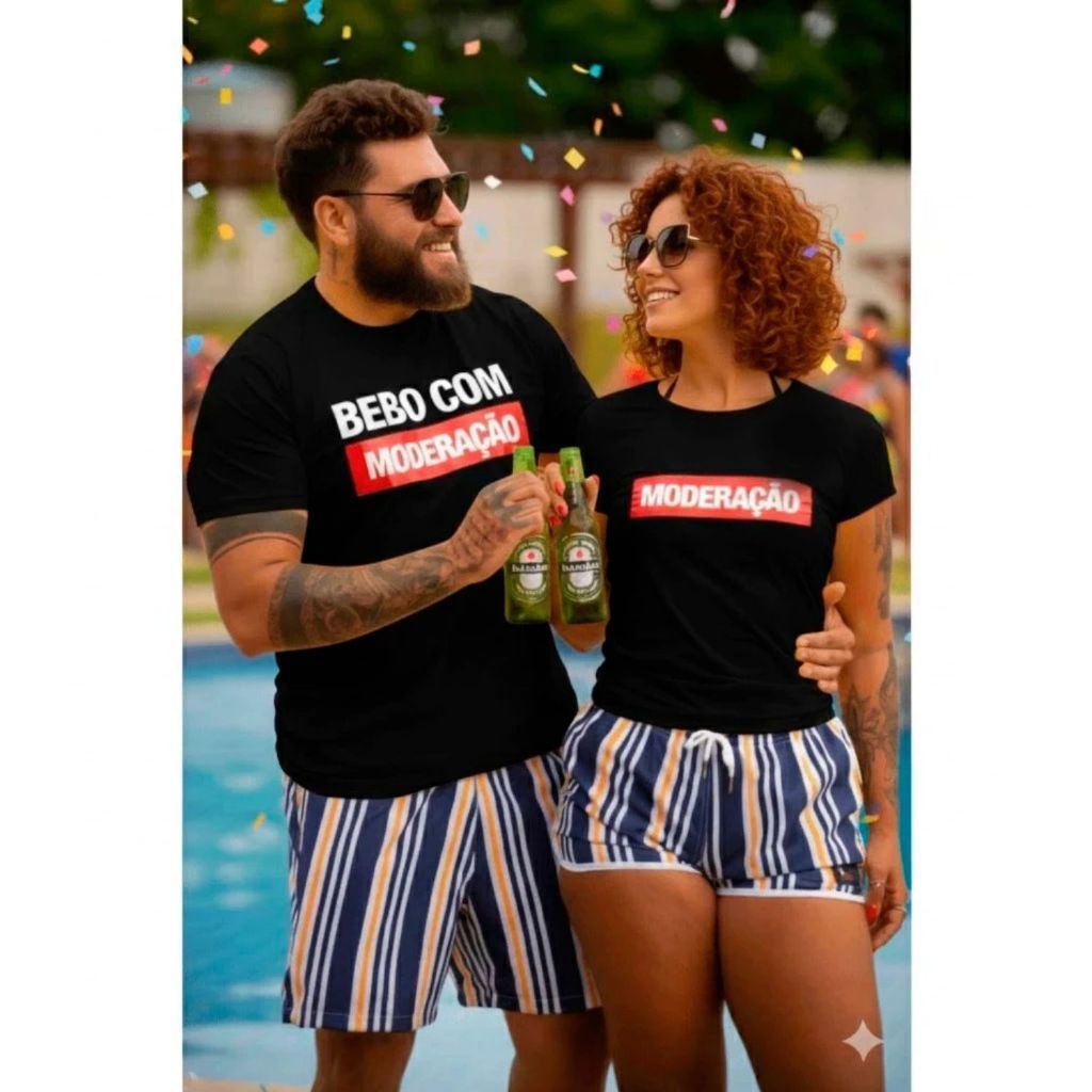 Kit 2 Camisetas Apaixonado por cerveja Casal | Bebo com Moderação Engraçado | Camisa Unissex Festa