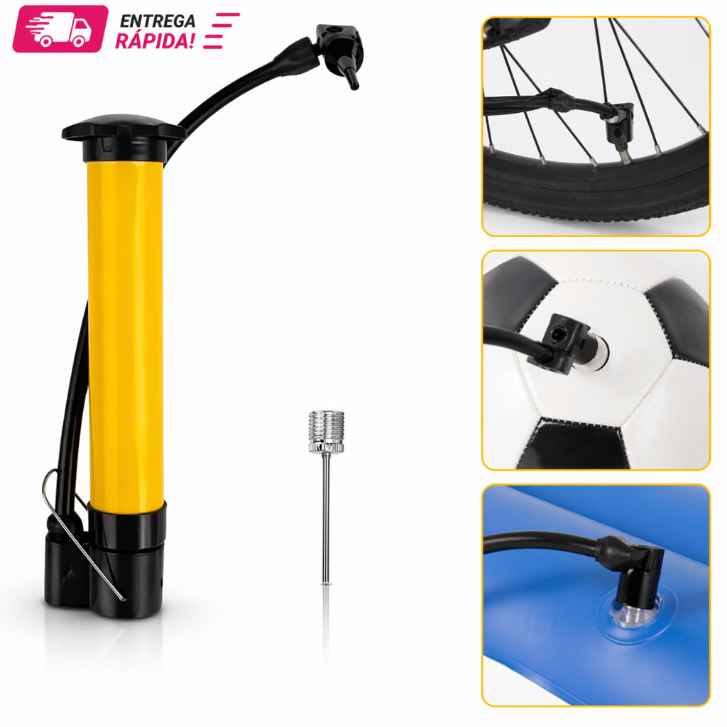 1 Bomba De Ar Vertical Encher Pneu Bike Bicicleta Boia Balão 25cm Pequena BomBinha