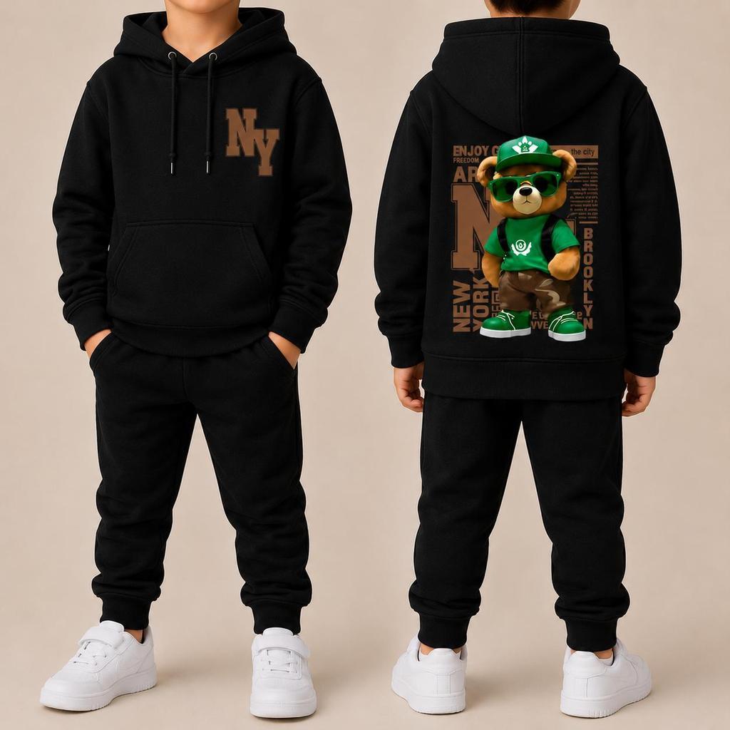 Kit Conjunto Masculino infantil Blusa Moletom Masculino Casaco Calça Masculino Estiloso flanelado