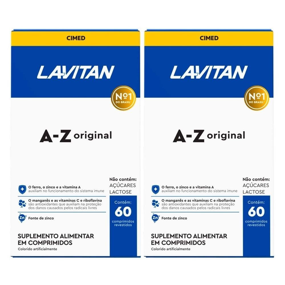 Kit c/2 und Lavitan A-Z Suplemento Original 60 Comprimidos Melhor Imunidade