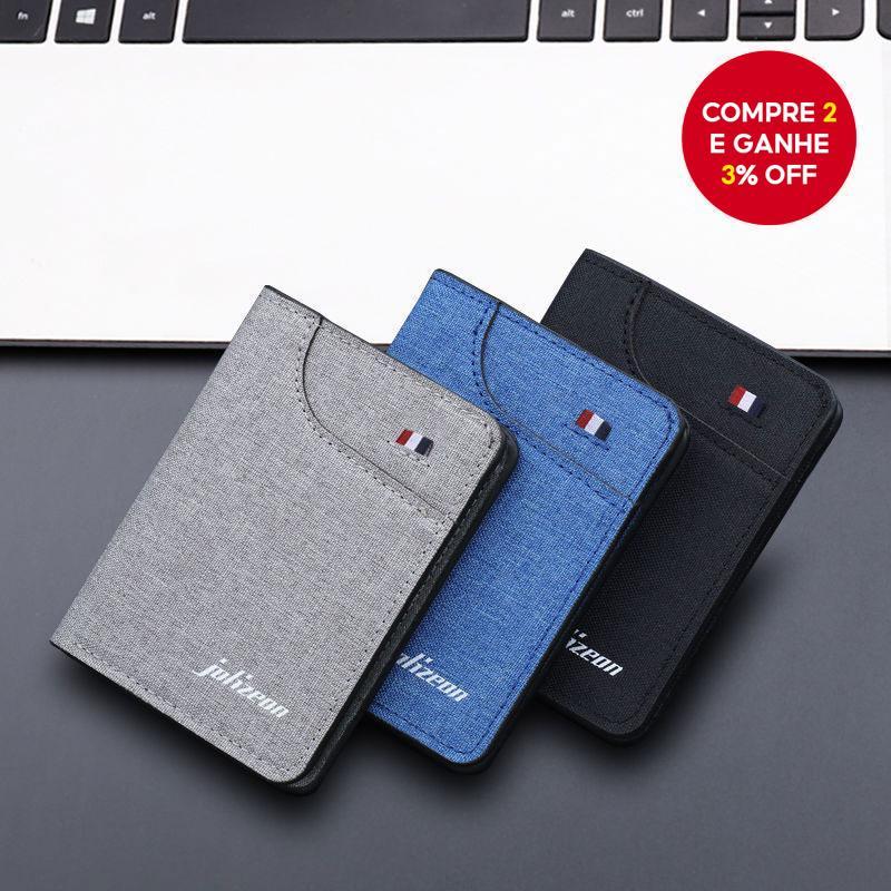 Carteira De Lona Fina Para Homens – Design Vertical Minimalista Identificaçãos , Cartões E Estudantes
