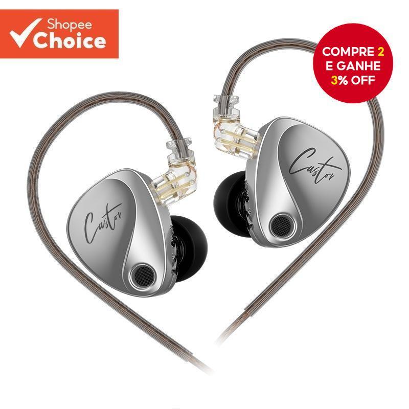 KZ Rodízio Com Fio Fones De Ouvido No Alta Fidelidade 2 Dinâmico High End Ajustável Fone Armadura Equilibrada Monitor Ca