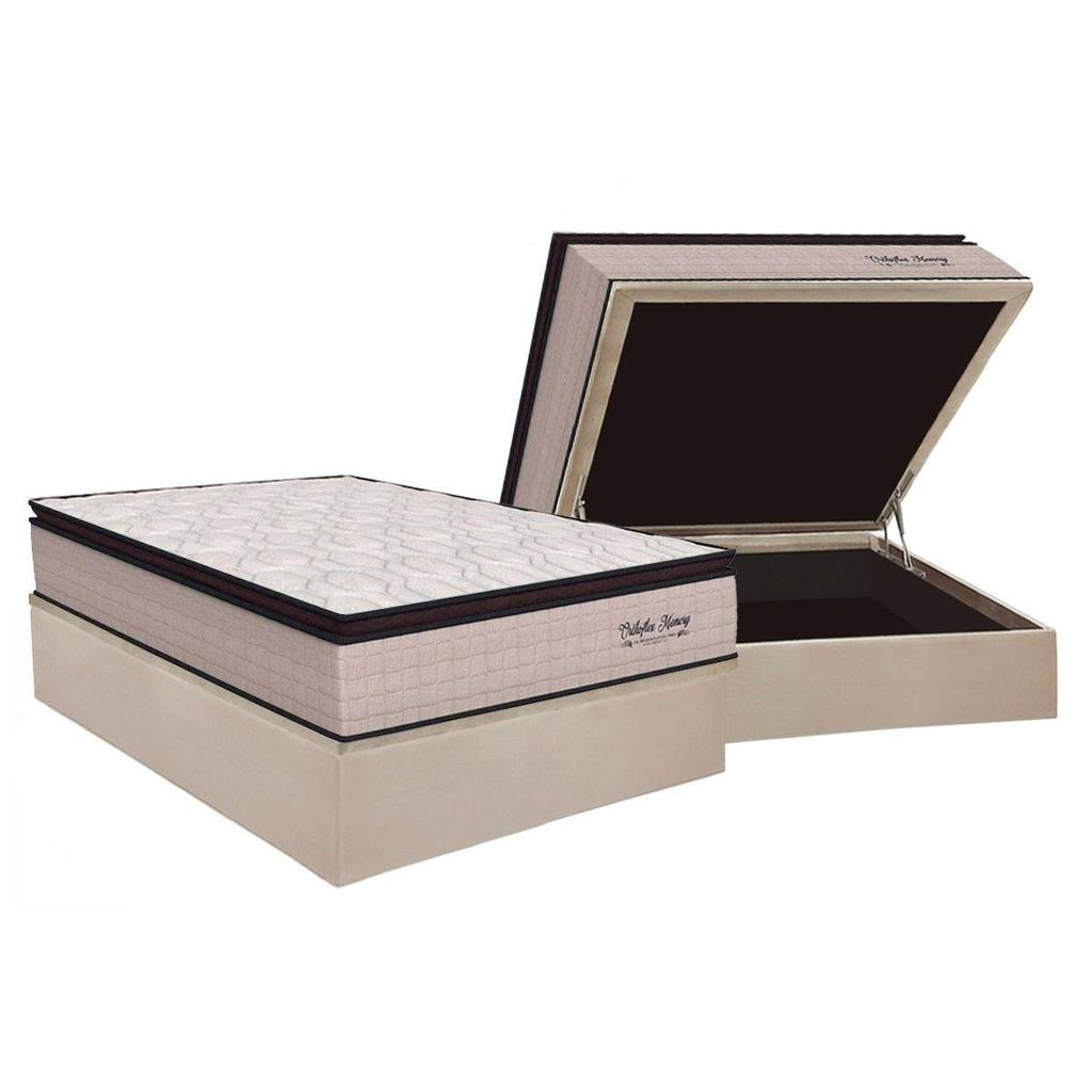 Conjunto Box Baú Casal: Colchão Molas Orthoflex Ensacadas Memory HP + Base CRC Suede Clean (138x188)