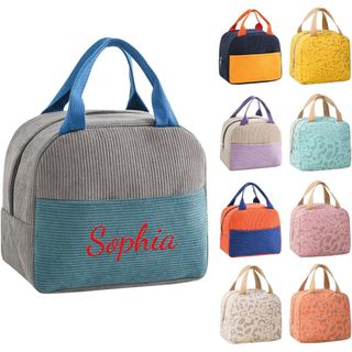 Bolsa de Almoço Personalizada Bordada para Mulheres, Crianças e Adultos, Bolsa Térmica Impermeável com Nome Personalizad