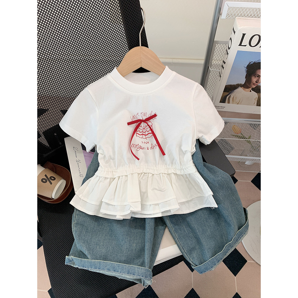Meninas ternos de verão 2026 novo estilo roupas infantis roupas infantis terno de duas peças moda bebê meninas verão
