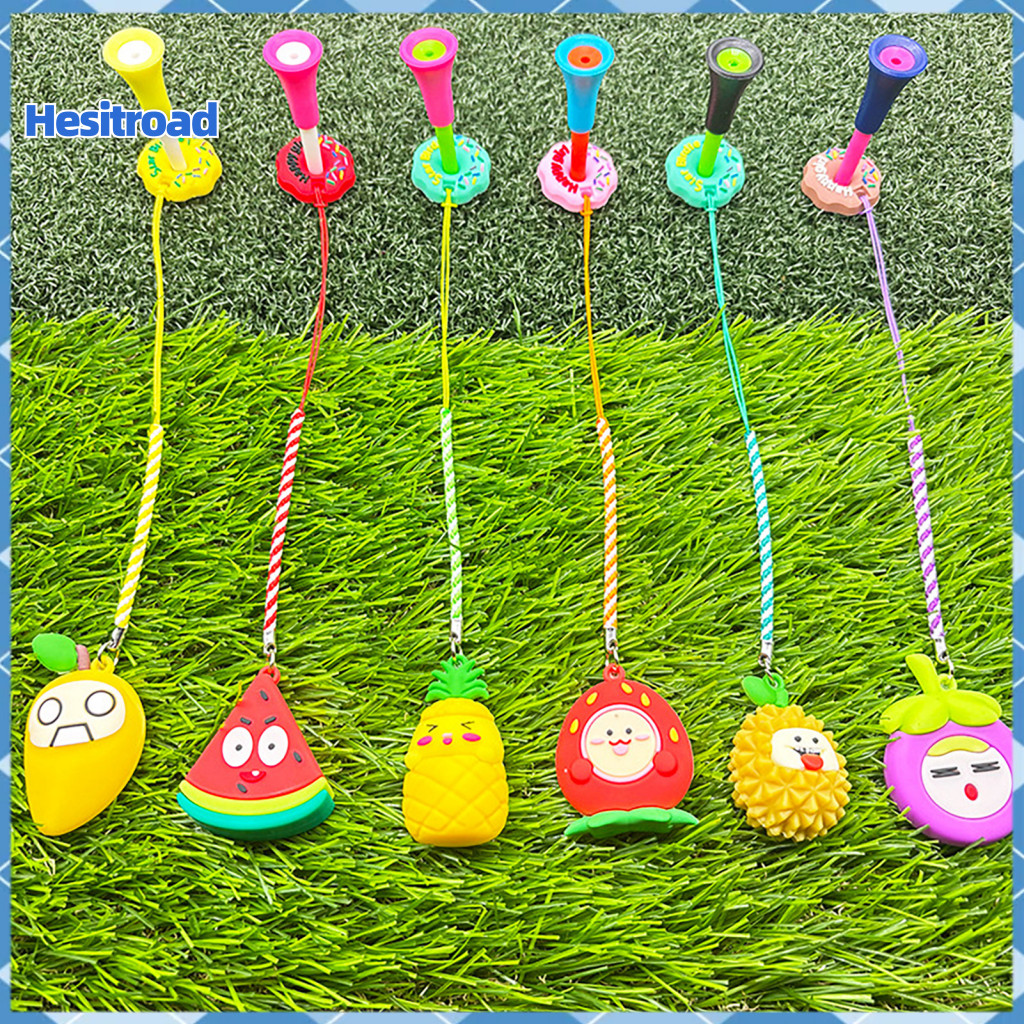 Plastic Anti-lost Golf Tee Holder with Donut Design Cartoon Fruit Strap Ring Loss Prevention Accessory for Men Women Gol