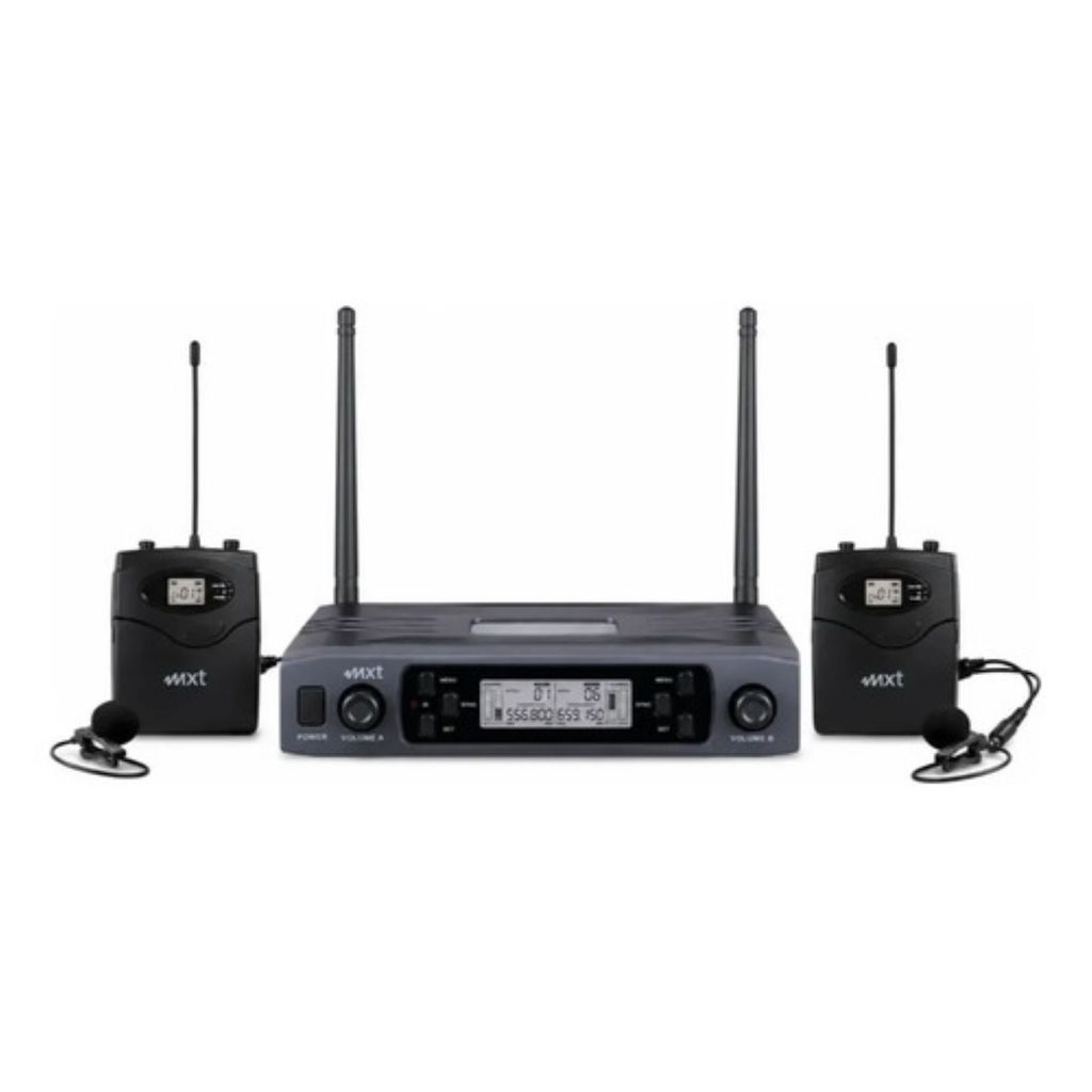 Microfone Duplo Sem Fio Uhf Headset /lapela Mxt 527bp 100 Fr