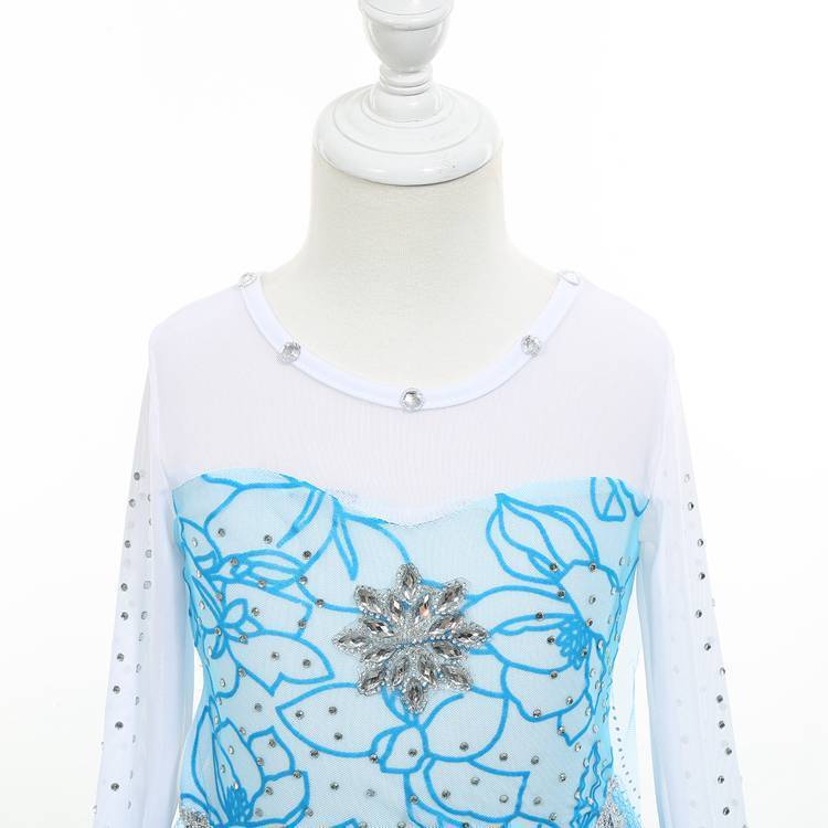 Fantasia de Performance infantil de Natal Frozen Princess Dress Elsa Elsa Girls Vestido de manga comprida