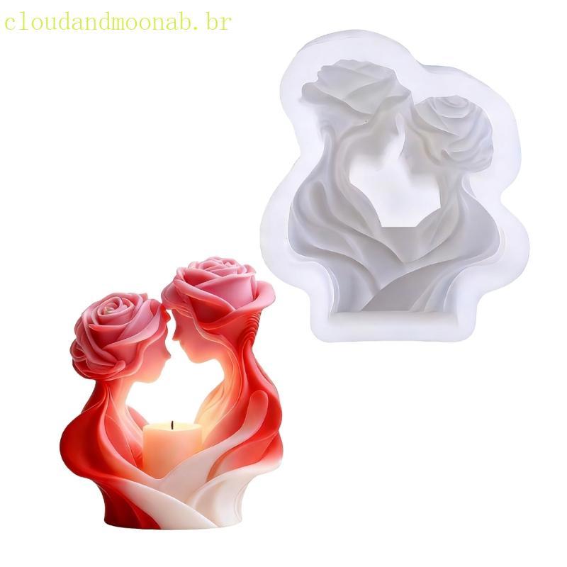 CLO Multifuncional Silicone Rosa Amante Estátua Molde Para Artesanato Perfumado Bolo Fazendo Decorações Festas