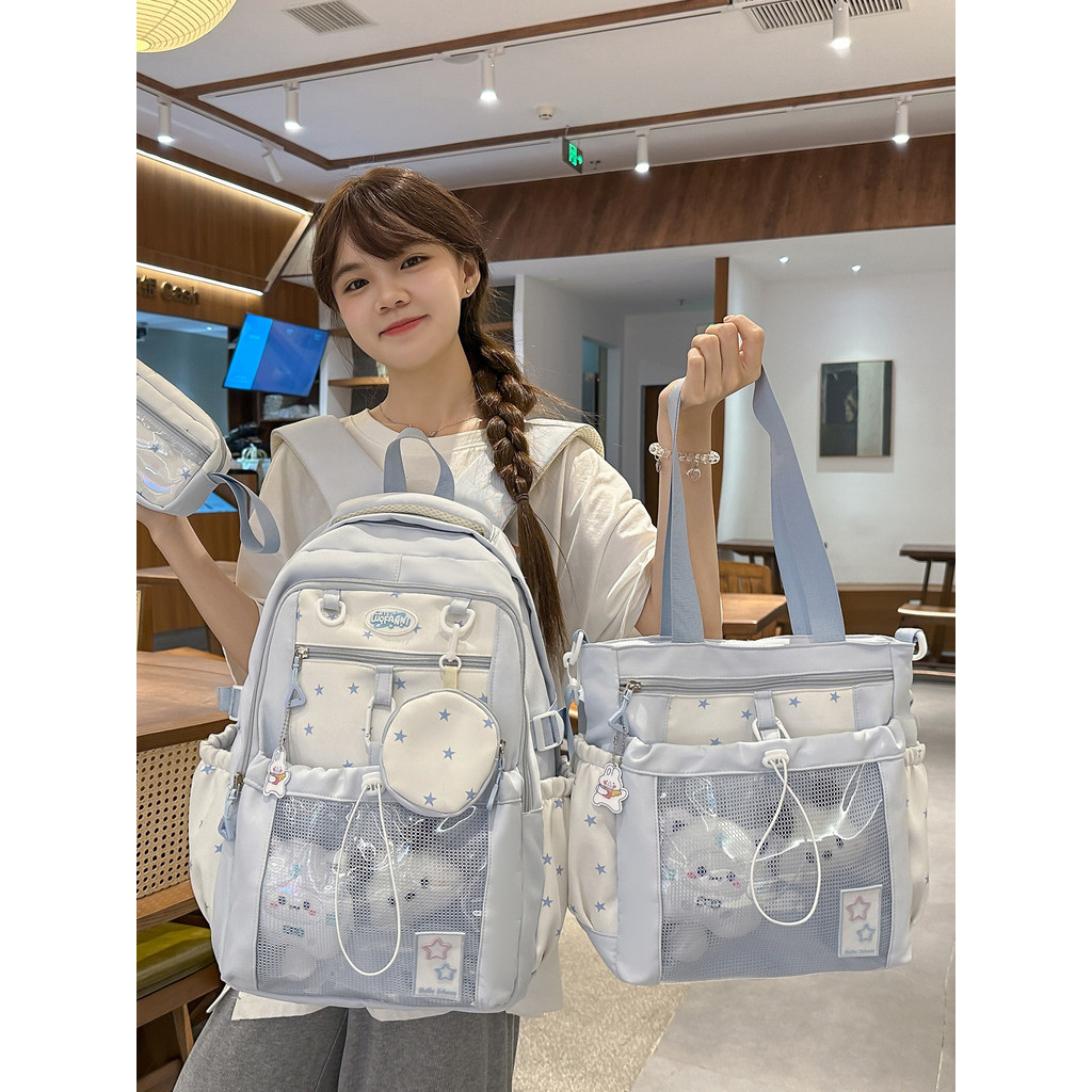 Mochila escolar para meninas do ensino médio, estudantes da escola primária, estilo ins de alto valor, grande capacidade