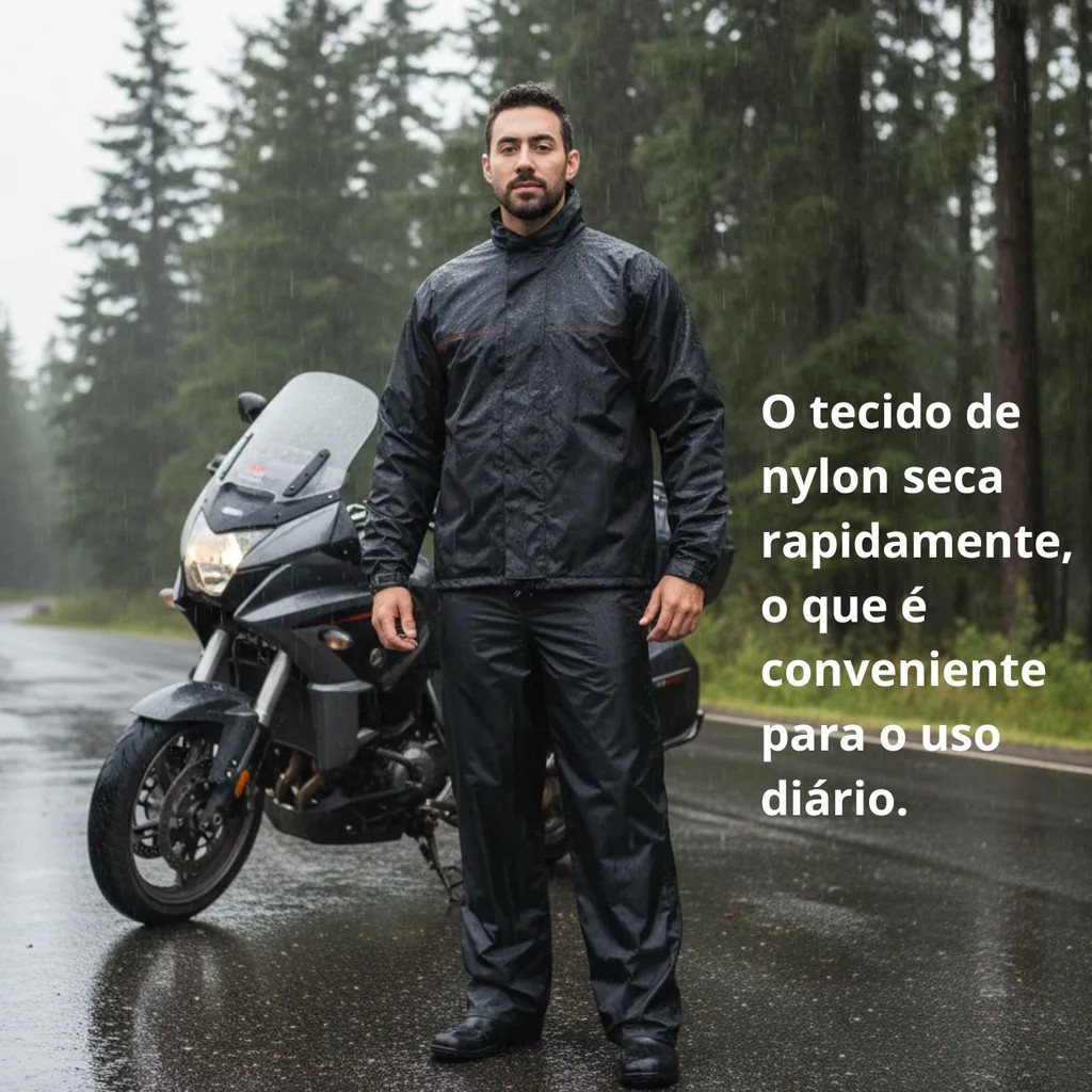 Detalhes do Conjunto Motoqueiro Capa De Chuva Nylon Impermeável BRASCAMP