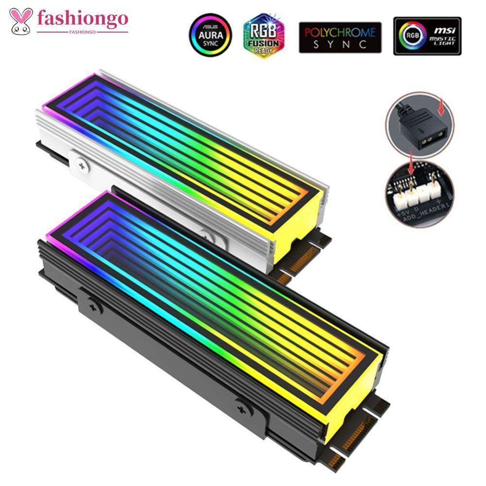 FASHIONGO ARGB AURA Plug Sincronização Computador SSD M2 Radiador De Alumínio PC RGB M . 2 Nvme Cooler Dissipador De Cal