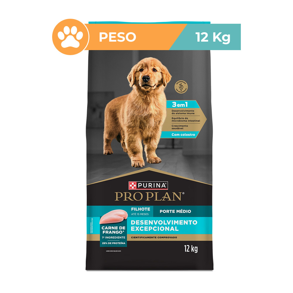 Ração Pro Plan Frango Filhotes Raças Médias 12kg
