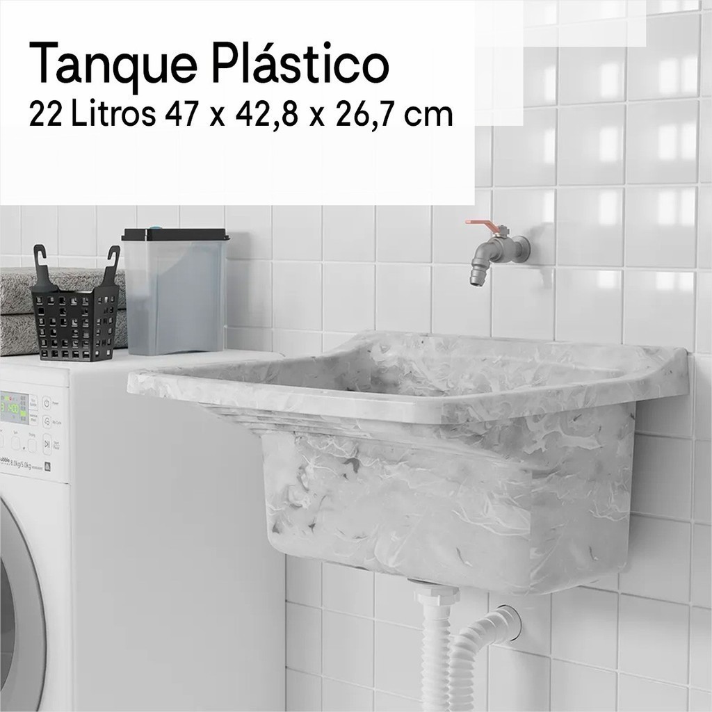 Tanque Marmorizado Tanque Plástico 22 Litros 47 X 42,8 X 26,7 Tanque Moderno Áreas de Serviços Atlas