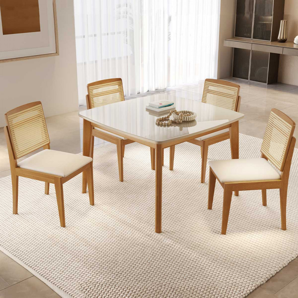 Conjunto Mesa Condessa 109X109 4 Cadeiras Marquesa