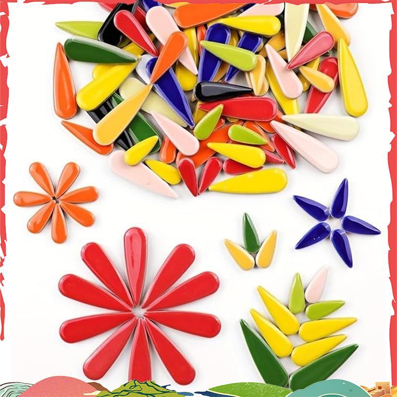 Telhas De Mosaico De Cerâmica Coloridas Feitas À Mão Em Forma De Gota 100g Pacote De Peças Formato Irregular Para DIY Pr