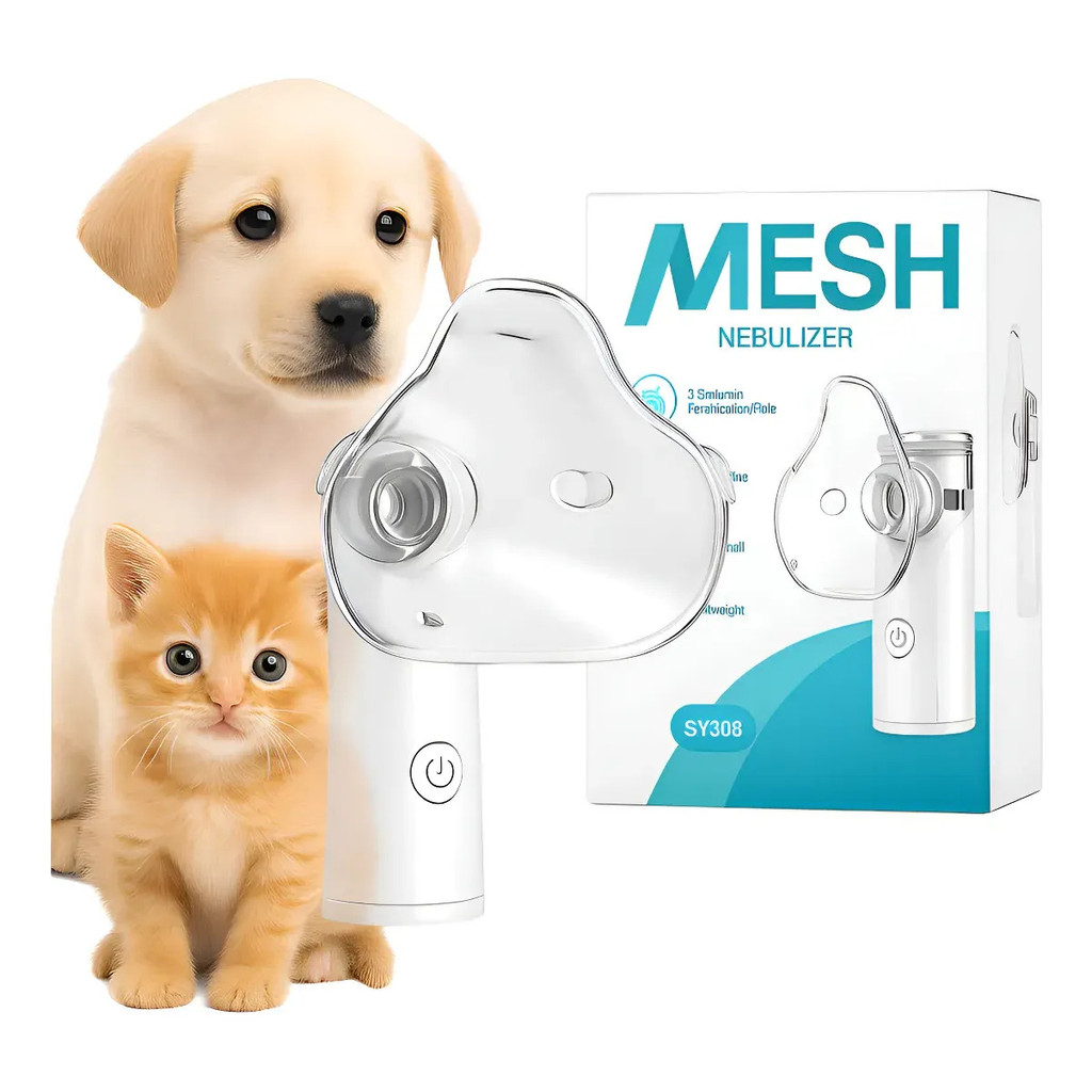 Nebulizador Portátil Mesh Veterinário Cães e Gatos - Alimentação USB/Pilhas